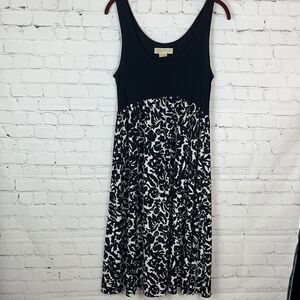 Michael Kors Black Floral Print Sleeveless Dress Size Medium